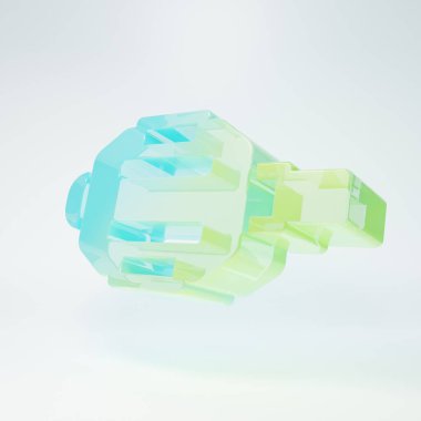 Beyaz arkaplanda izole edilmiş buzlu cam bisiklet pedalı ikonu. Minimalizm kavramı. 3 Boyutlu resimleme.