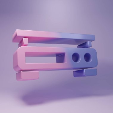 Mor Elektronik ölçekli ikon, mor arkaplanda izole edilmiş. Ağırlık ölçüm aletleri. Minimalizm kavramı. 3 Boyutlu resimleme.