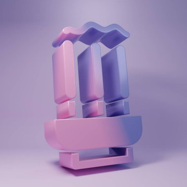 Mor yanık aromatik tütsü, mor arka planda izole edilmiş bir ikon. Minimalizm kavramı. 3 Boyutlu resimleme.