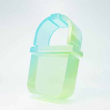 Beyaz arka planda izole edilmiş buzlu cam sauna kovası ikonu. Minimalizm kavramı. 3 Boyutlu resimleme.