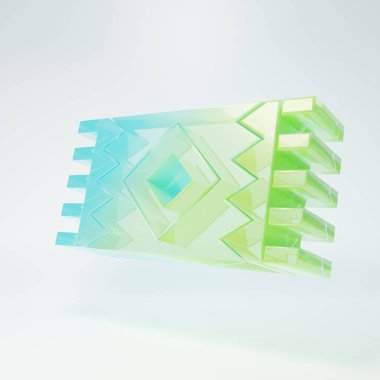 Beyaz arka planda izole edilmiş buzlu cam Meksika halısı ikonu. Minimalizm kavramı. 3 Boyutlu resimleme.