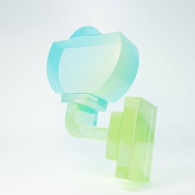 Frosted glass Wall lamp or sconce icon isolated on white background. Wall lamp light. Minimalism concept. 3D render illustration.