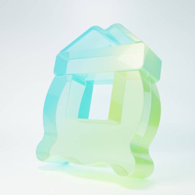 Frosted glass Bag of flour icon isolated on white background. Minimalism concept. 3D render illustration.