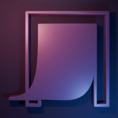 Mor-mavi arka planda izole edilmiş evcil hayvan ikonu için mor kapı. Minimalizm kavramı. 3 Boyutlu resimleme.