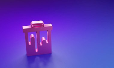 Mor-mavi arkaplanda izole edilmiş pembe bal peteği simgesi. Bal hücrelerinin sembolü. Tatlı doğal yemek. Minimalizm kavramı. 3 Boyutlu resimleme.