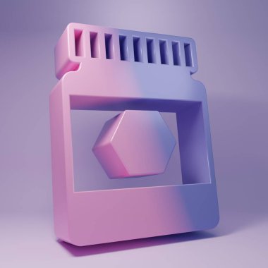 Mor arkaplanda izole edilmiş bir kavanoz bal ikonu. Yiyecek bankası. Tatlı doğal gıda sembolü. Minimalizm kavramı. 3 Boyutlu resimleme.