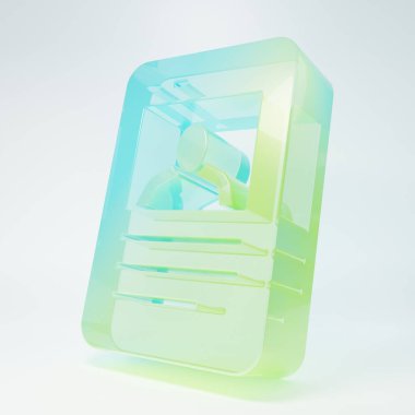 Beyaz arka planda izole edilmiş buzlu cam beyzbol kartı ikonu. Minimalizm kavramı. 3 Boyutlu resimleme.