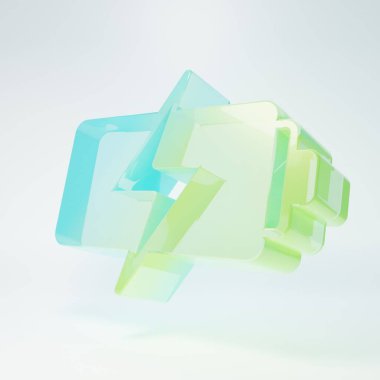 Frosted glass Battery icon isolated on white background. Lightning bolt symbol. Minimalism concept. 3D render illustration.