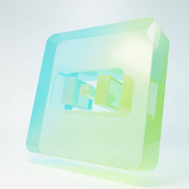 Frosted glass Electrical outlet icon isolated on white background. Power socket. Rosette symbol. Minimalism concept. 3D render illustration.