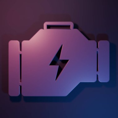 Purple Check engine icon isolated on purple-blue background. Minimalism concept. 3D render illustration.