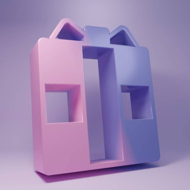 Mor arka planda izole edilmiş Mor Hediye kutusu simgesi. Minimalizm kavramı. 3 Boyutlu resimleme.