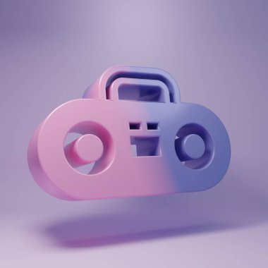 Mor arka planda iki hoparlör simgesi olan Purple Home müzik seti. Müzik sistemi. Minimalizm kavramı. 3 Boyutlu resimleme.