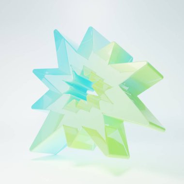 Beyaz arka planda şarapnel ve ateş topu ikonuyla dondurulmuş cam bomba patlaması. Minimalizm kavramı. 3 Boyutlu resimleme.