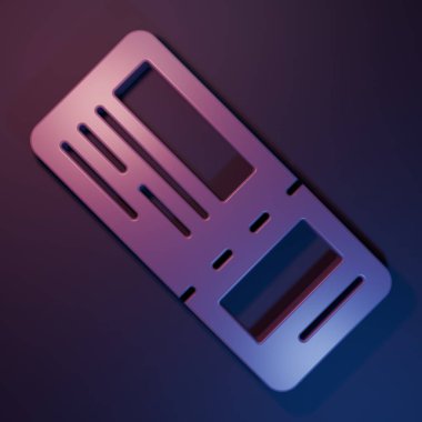 Purple Airline ticket icon isolated on purple-blue background. Plane ticket. Minimalism concept. 3D render illustration.