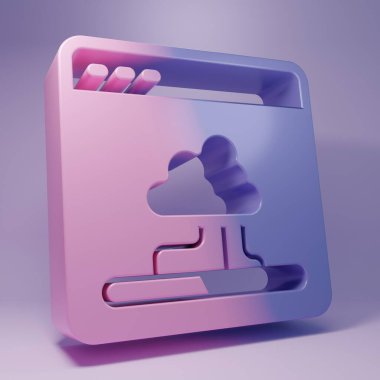 Mor Bulut teknolojisi veri transferi ve mor arka planda izole edilmiş depolama simgesi. Minimalizm kavramı. 3 Boyutlu resimleme.