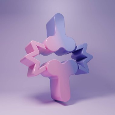 Mor eklem ağrısı, mor arka planda izole edilmiş diz ağrısı ikonu. Ortopedik sağlık. Eklem ve kemik hastalıkları, eklem iltihabı. Minimalizm kavramı. 3 Boyutlu resimleme.