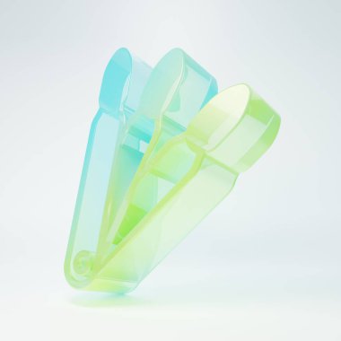 Frosted glass Set of false nails for manicure icon isolated on white background. Varnish color palette for nail extension. Artificial nails. Minimalism concept. 3D render illustration.