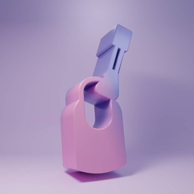 Mor Arkaplanda Mor Tırnak manikür ikonu izole edildi. Minimalizm kavramı. 3 Boyutlu resimleme.