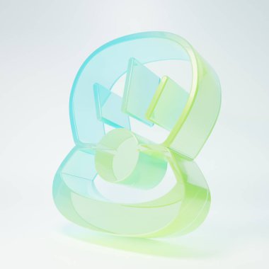 Buzlu cam beyaz arka planda izole edilmiş inci ikonlu doğal açık kabuk. Deniz kabuğu kabuğu. Deniz kabuğu işareti. Minimalizm kavramı. 3 Boyutlu resimleme.