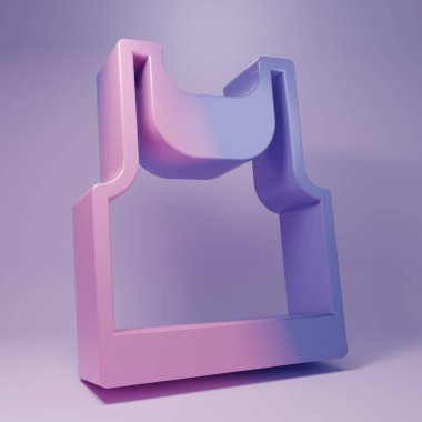 Mor kolsuz spor tişörtü ikonu mor arka planda izole edilmiş. Minimalizm kavramı. 3 Boyutlu resimleme.