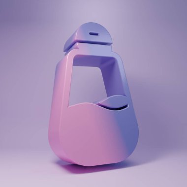 Mor arkaplanda izole edilmiş mor tuz simgesi. Yemek pişirme baharatları. Minimalizm kavramı. 3 Boyutlu resimleme.