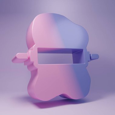 Mor arka planda izole edilmiş hamur ikonu üzerindeki mor yuvarlak broş. Minimalizm kavramı. 3 Boyutlu resimleme.