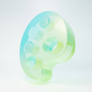 Beyaz arkaplanda izole edilmiş buzlu cam palet simgesi. Minimalizm kavramı. 3 Boyutlu resimleme.