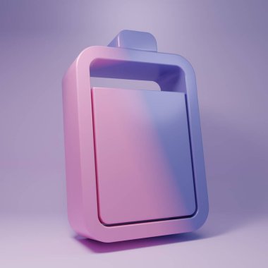 Mor Batarya simgesi mor arkaplanda izole edildi. Minimalizm kavramı. 3 Boyutlu resimleme.