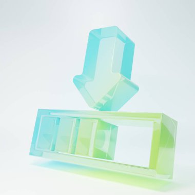 Buzlu cam yükleme simgesi beyaz arkaplanda izole edildi. İndirme devam ediyor. İlerleme çubuğu simgesi. Minimalizm kavramı. 3 Boyutlu resimleme.