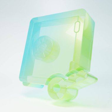 Beyaz arka planda izole edilmiş buzlu cam kazık ikonu kanıtı. Kripto para birimi ekonomisi ve finans koleksiyonu. Minimalizm kavramı. 3 Boyutlu resimleme.