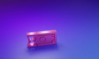 Pembe Hızlı Ödemeler simgesi mor-mavi arka planda izole edildi. Hızlı para transferi ödemesi. Finansal hizmetler, hızlı kredi, zaman para, nakit iade konsepti. Minimalizm kavramı. 3 Boyutlu resimleme.