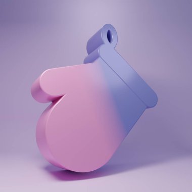 Purple Oven glove icon isolated on purple background. Kitchen potholder sign. Cooking glove. Minimalism concept. 3D render illustration.