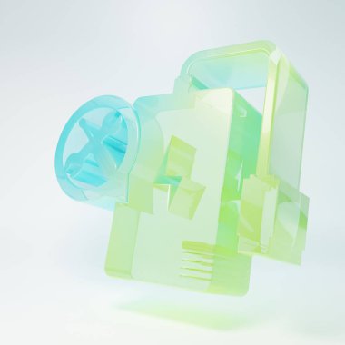 Beyaz arka planda izole edilmiş tornavida ve ingiliz anahtarı ikonu olan buzlu cam güç bankası. Ayarlama, servis, ayar, bakım, onarım, onarım. Minimalizm kavramı. 3 Boyutlu resimleme.