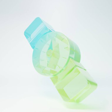 Frosted glass Compass icon isolated on white background. Windrose navigation symbol. Wind rose sign. Minimalism concept. 3D render illustration.