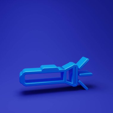 Mavi El feneri simgesi mavi arkaplanda izole edildi. Minimalizm kavramı. 3 Boyutlu resimleme.