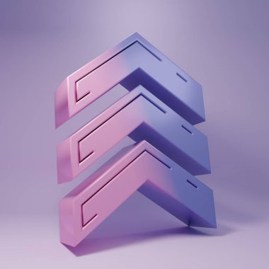 Mor Askeri rütbe ikonu, mor arka planda izole edilmiş. Askeri rozet işareti. Minimalizm kavramı. 3 Boyutlu resimleme.