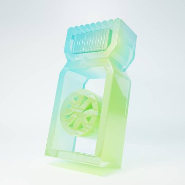 Beyaz arka planda izole edilmiş buzlu cam basketbol bileti ikonu. Minimalizm kavramı. 3 Boyutlu resimleme.