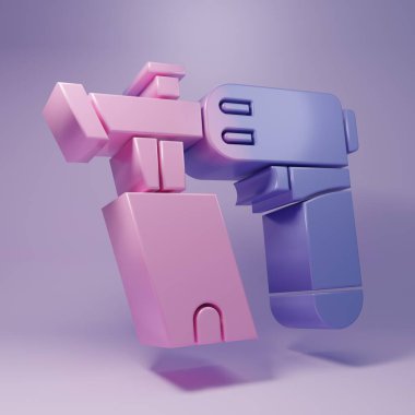 Mor çivi tabancası ikonu mor arkaplanda izole edilmiş. Minimalizm kavramı. 3 Boyutlu resimleme.