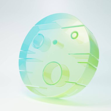 Buzlu cam gezegen Mars ikonu beyaz arka planda izole edilmiş. Minimalizm kavramı. 3 Boyutlu resimleme.