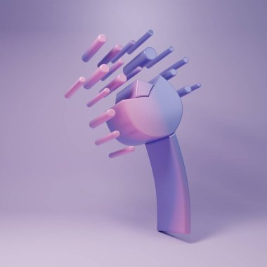 Mor Çiçek, atmosfer simgesinde mor arkaplanda izole edilmiş polen üretiyor. Minimalizm kavramı. 3 Boyutlu resimleme.