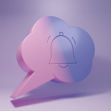Mor arkaplanda izole edilmiş sohbet bildirim simgesine sahip mor konuşma balonu. Yeni mesaj, iletişim, sohbet, sosyal ağ bildirimi. Minimalizm kavramı. 3 Boyutlu resimleme.