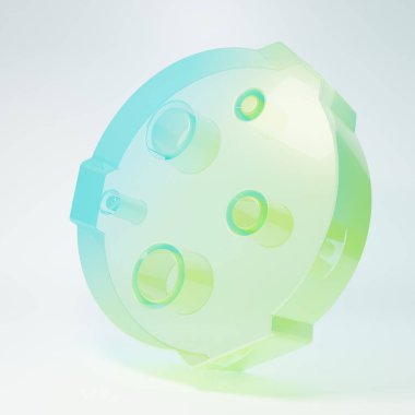 Frosted glass Moon icon isolated on white background. Minimalism concept. 3D render illustration.