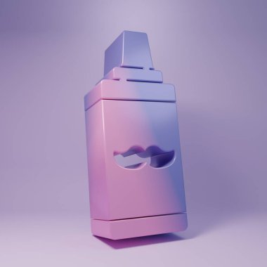 Mor renkte tıraş köpüğü ikonu, mor arkaplanda izole edilmiş. Tıraş köpüğü. Minimalizm kavramı. 3 Boyutlu resimleme.