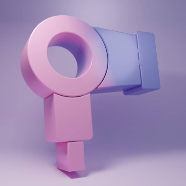 Purple Hair dryer icon isolated on purple background. Hairdryer sign. Hair drying symbol. Blowing hot air. Minimalism concept. 3D render illustration.