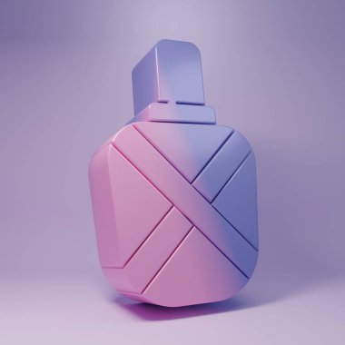 Mor Kantin su şişesi ikonu, mor arka planda izole edilmiş. Turist matarası ikonu. Kampanyada bir kavanoz su kullanıldı. Minimalizm kavramı. 3 Boyutlu resimleme.