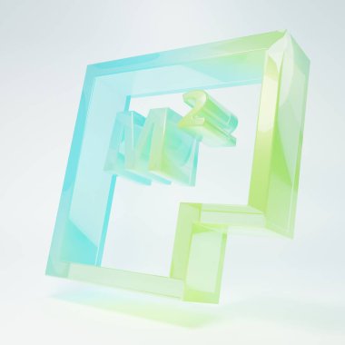 Buzlu cam ev planı simgesi beyaz arka planda izole edildi. Minimalizm kavramı. 3 Boyutlu resimleme.