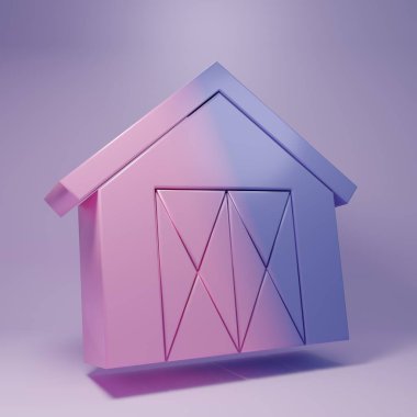 Mor Çiftlik Evi simgesi mor arka planda izole edilmiş. Minimalizm kavramı. 3 Boyutlu resimleme.