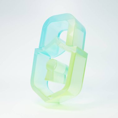Frosted glass Lock icon isolated on white background. Padlock sign. Security, safety, protection, privacy concept. Minimalism concept. 3D render illustration.