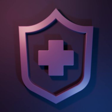 Purple Health insurance icon isolated on purple-blue background. Patient protection. Security, safety, protection, protect concept. Minimalism concept. 3D render illustration.