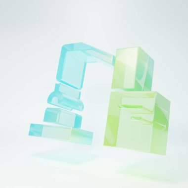 Buzlu cam endüstriyel robot robot kol fabrikası ikonu beyaz arka planda izole edildi. Endüstriyel robot manipülatörü. Minimalizm kavramı. 3 Boyutlu resimleme.